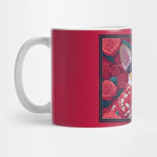 Dogs, Chihuahua and flowers, dog, seamless print, style vector (red version Chihuahua) Mug